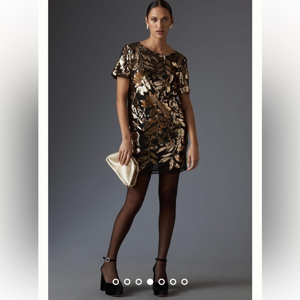 Anthropologie NWT Maeve Short-Sleeve Sheer
Embellished Mini Dress size S.